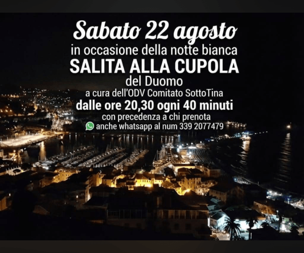 Notte Bianca: sabato 22 agosto torna la suggestiva “Salita alla Cupola” del Duomo