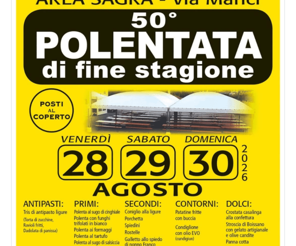 Gusto e musica a Boissano: tre giorni di festa per la 50ª edizione della Polentata
