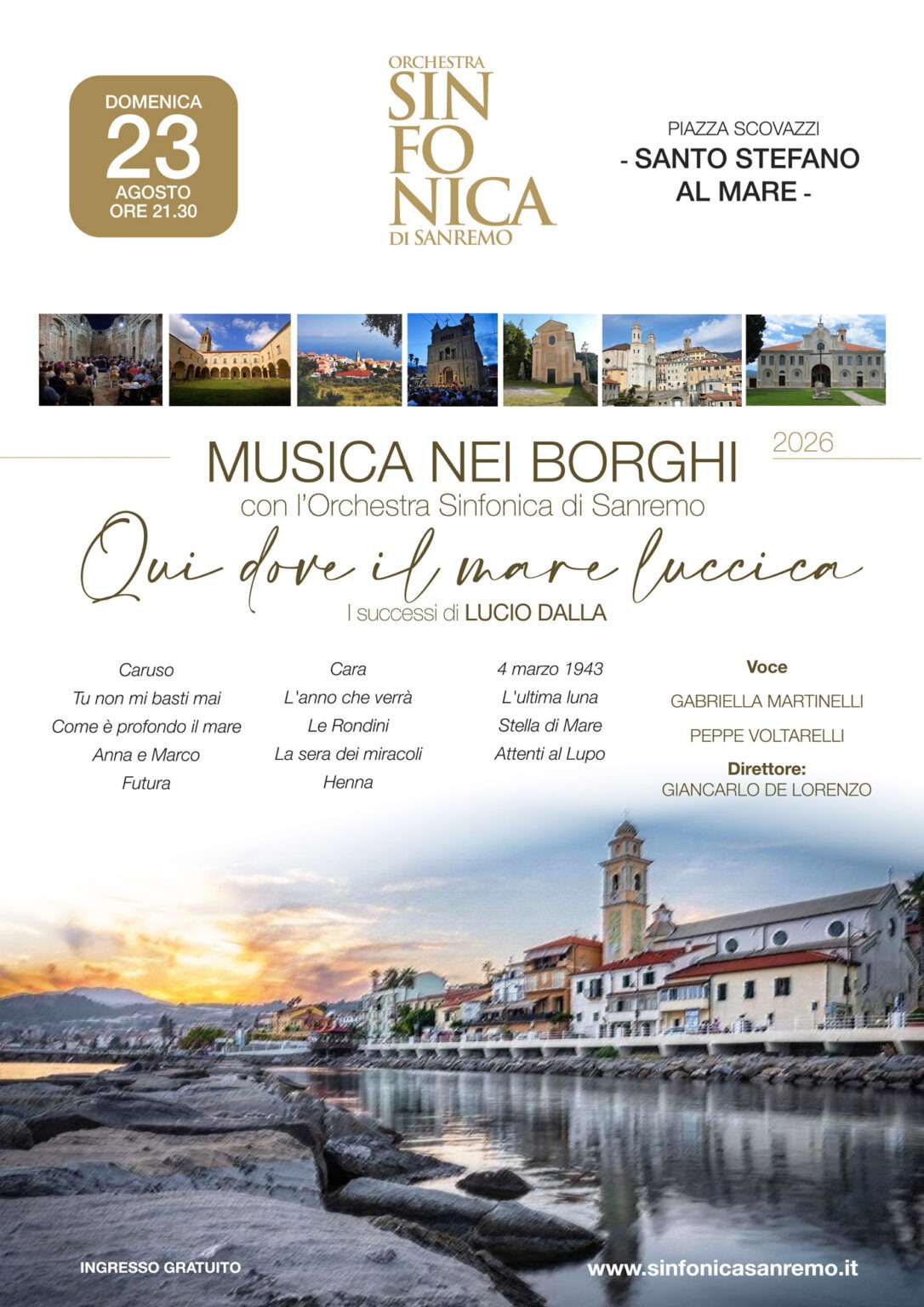 “Musica nei Borghi” fa tappa a Santo Stefano al Mare: domenica 23 agosto l’omaggio a Lucio Dalla