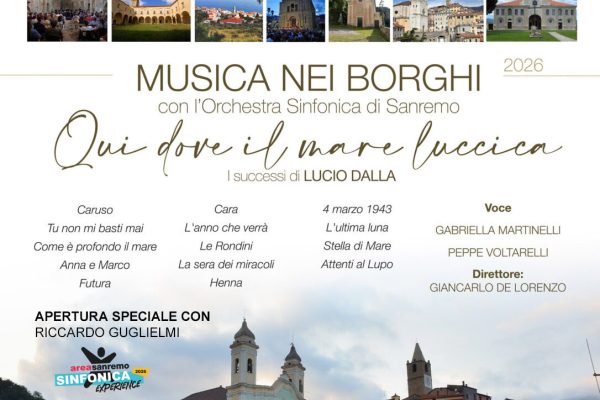 “Musica nei Borghi” arriva a Ceriana: martedì 25 agosto l’omaggio dell’Orchestra Sinfonica a Lucio Dalla