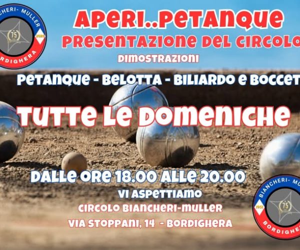 Petanque, belotta e biliardo: il Circolo Biancheri-Muller di Bordighera apre le porte per gli aperitivi domenicali