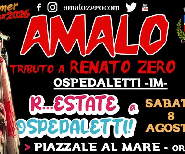 “Amalo” in concerto a Ospedaletti: l’8 agosto il tributo a Renato Zero infiamma il Piazzale al Mare