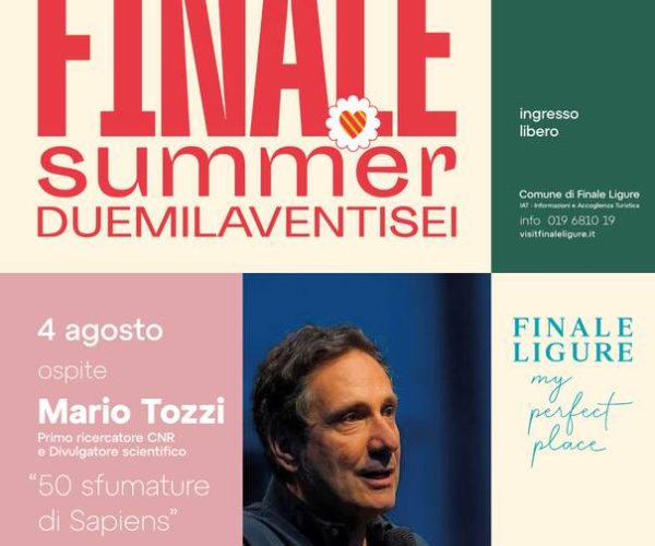 “50 sfumature di Sapiens”: la grande divulgazione scientifica fa tappa a Finale Ligure con Mario Tozzi