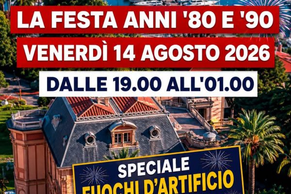 Musica, festa e fuochi d’artificio a Sanremo: arriva la “Odeon Soiree” a ingresso gratuito a Villa Nobel
