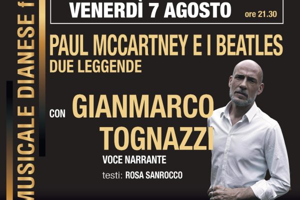 Gianmarco Tognazzi a Diano Marina: il 7 agosto il racconto musicale su Paul McCartney e i Beatles