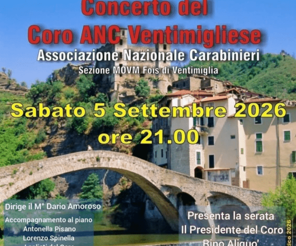 Sabato 5 settembre sotto le stelle di Dolceacqua: il Coro dell’Associazione Nazionale Carabinieri in concerto