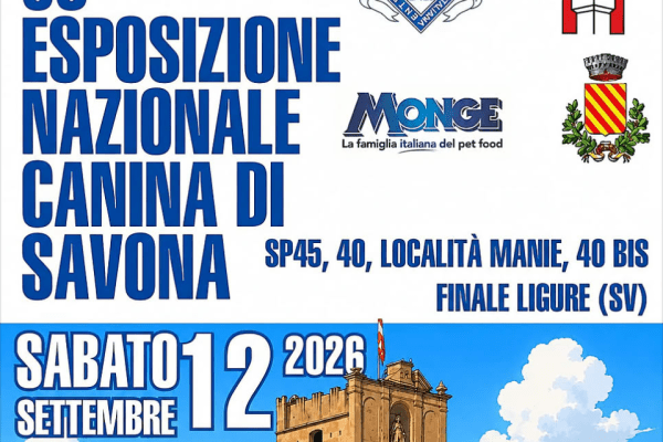Torna la grande cinofilia a Finale Ligure: il 12 settembre la 35° Esposizione Nazionale Canina di Savona