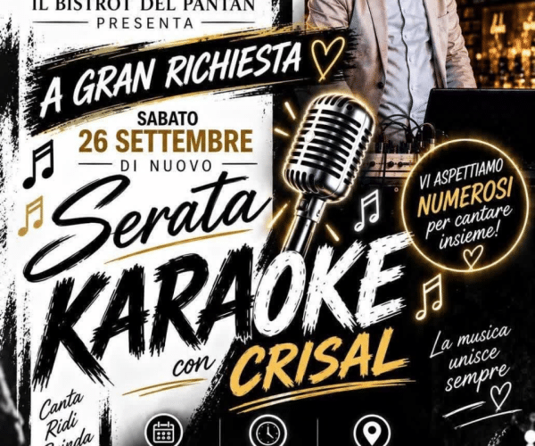 “A gran richiesta” torna il karaoke a Taggia: sabato 26 settembre serata in musica al Bistrot del Pantan
