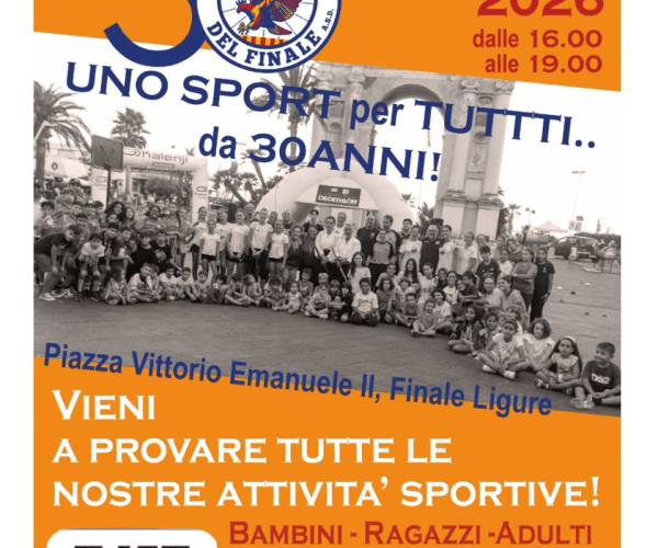 “Uno sport per tutti da 30 anni!”: a Finale Ligure un pomeriggio per scoprire le attività della Polisportiva