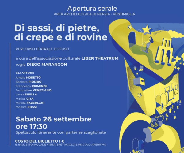 “Di sassi, di pietre, di crepe e di rovine”: a Ventimiglia uno spettacolo itinerante nell’Area Archeologica di Nervia