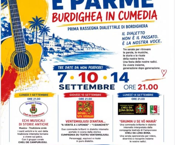 “Rie suta e parme”: a Bordighera tre serate di musica e teatro per celebrare il dialetto locale