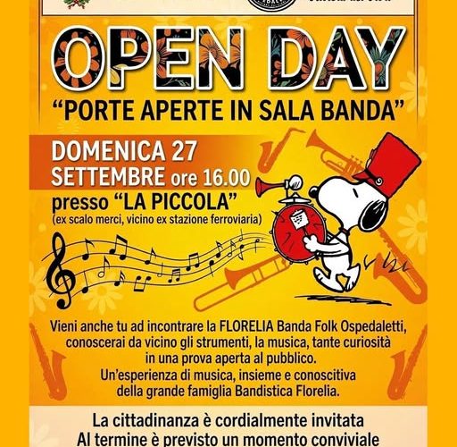 “Porte aperte in sala banda”: il 27 settembre Open Day musicale con la Banda Folk Florelia a Ospedaletti