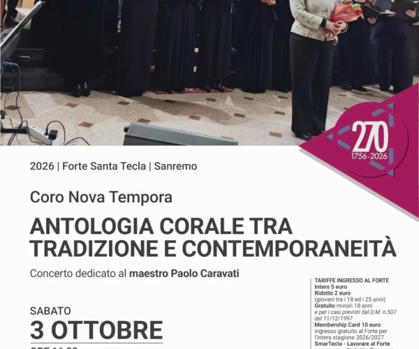 “Antologia corale tra tradizione e contemporaneità”: a Sanremo il concerto del Coro Nova Tempora