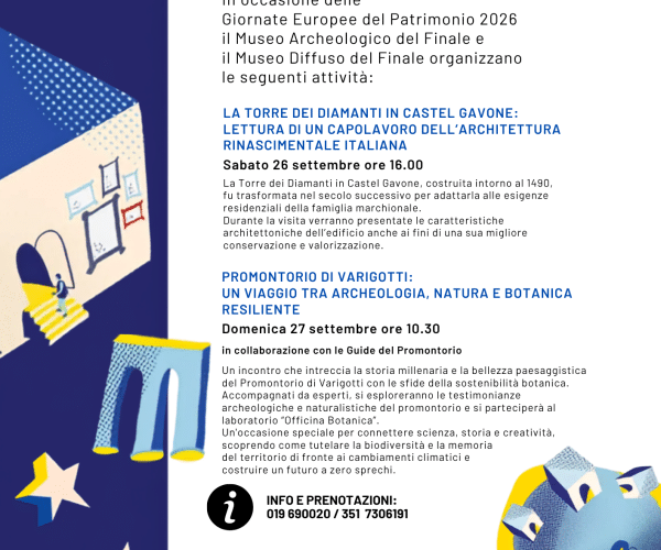 Giornate Europee del Patrimonio a Finale Ligure: visite guidate tra Castel Gavone e il Promontorio di Varigotti