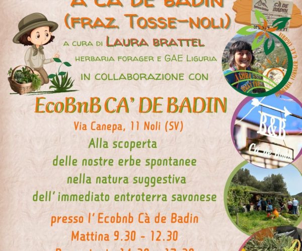 “Andar per erbe a Cà de Badin”: il 12 settembre alla scoperta delle erbe spontanee a Noli