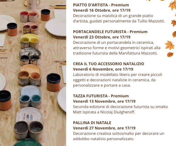 “Un autunno coi fiocchi… alla Mazzotti”: ad Albisola ripartono i corsi di ceramica tra creatività e tradizione