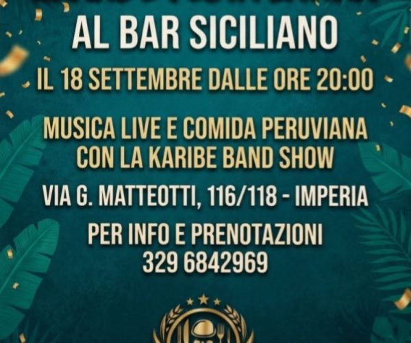 Grande Festa Latina a Imperia: il 18 settembre musica dal vivo e sapori peruviani al Bar Siciliano