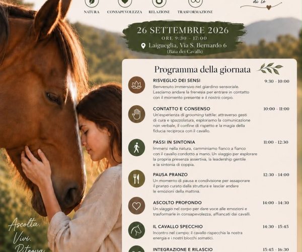 “Terra di Origine”: il 26 settembre a Laigueglia un viaggio tra natura, emozioni e cavalli alla Baia dei Cavalli