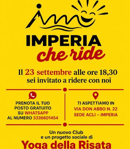 Nasce “Imperia che ride”: il 23 settembre l’inaugurazione del nuovo club di Yoga della Risata