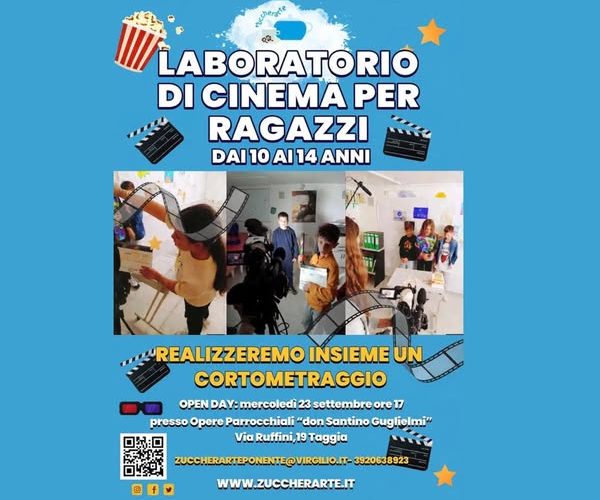 Imparare la settima arte girando un cortometraggio: a Taggia l’Open Day di Zuccherarte per i giovanissimi