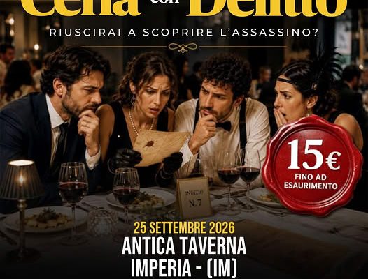 Mistero a tavola a Imperia: il 25 settembre va in scena la “Cena con Delitto”