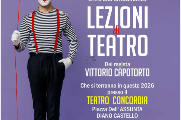 Il teatro per tutti a Diano Castello: al via le lezioni gratuite dirette da Vittorio Capotorto