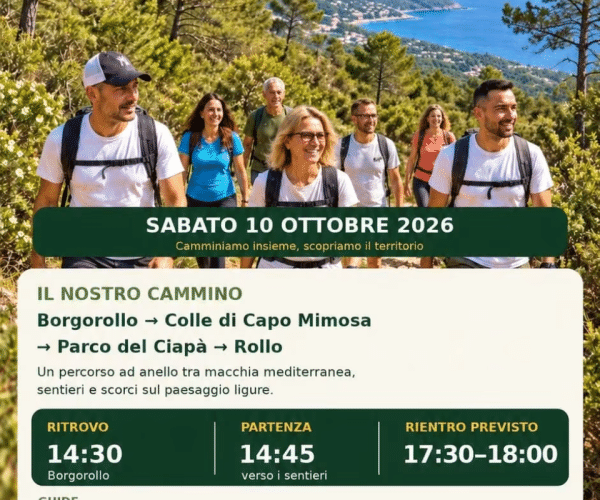 Giornata Nazionale del Camminare: sabato 10 ottobre un’escursione gratuita sui sentieri di Rollo ad Andora