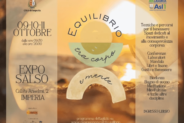 Consapevolezza, movimento e relax: dal 9 all’11 ottobre ingresso libero per “Equilibrio” a Imperia