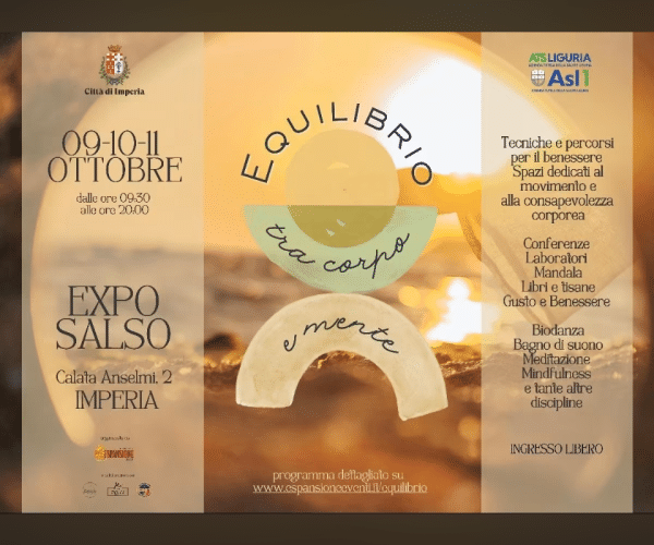 Consapevolezza, movimento e relax: dal 9 all’11 ottobre ingresso libero per “Equilibrio” a Imperia