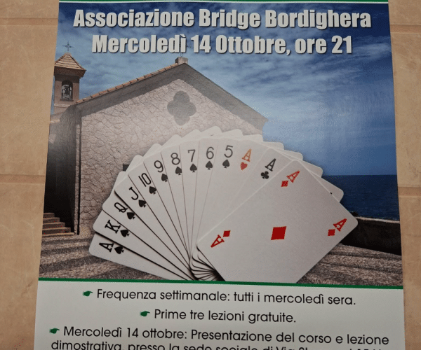 Alla scoperta del Bridge: a Bordighera al via il nuovo corso dedicato ai principianti