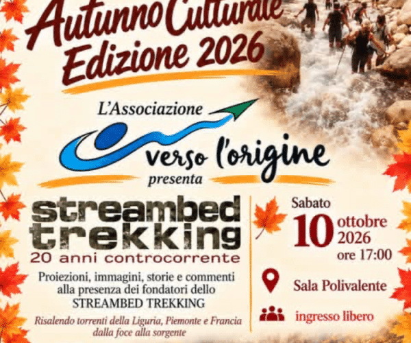 “Streambed Trekking: 20 anni controcorrente”: a Santo Stefano al Mare un viaggio tra i torrenti per l’Autunno Culturale