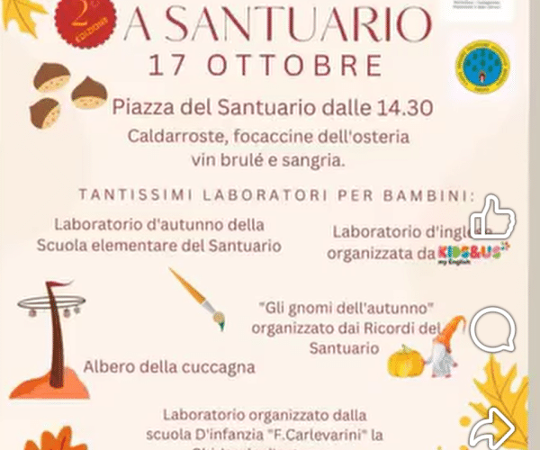 Festa d’Autunno a Santuario: sabato 17 ottobre a Savona tra caldarroste, giochi e laboratori per bambini