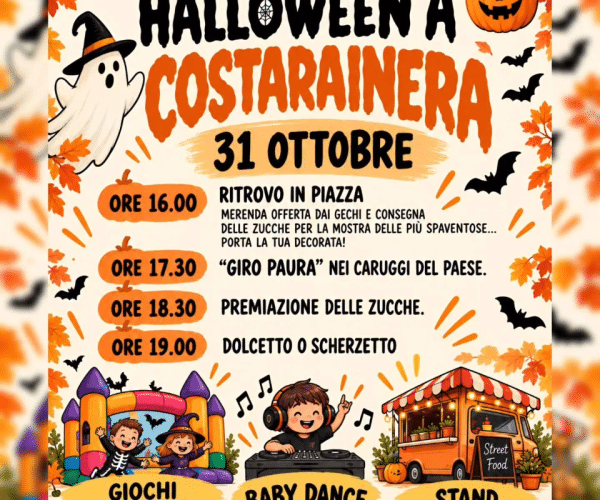 “Halloween a Costarainera”: un 31 ottobre da brivido tra zucche, street food e il “Giro Paura” nei caruggi