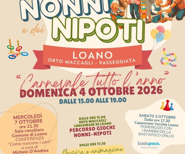 “Carnevale tutto l’anno”: a Loano tre giorni di eventi per la Festa dei Nonni e dei Nipoti