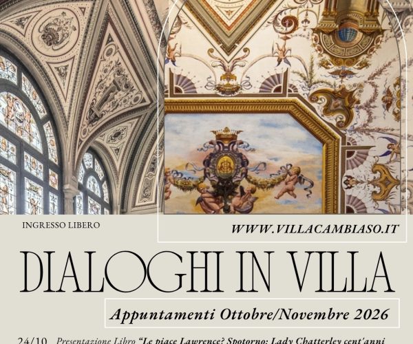 Arte e cultura a Savona: al via oggi a Villa Cambiaso la mostra curata da Silvia Bottaro e la rassegna “Dialoghi in Villa”