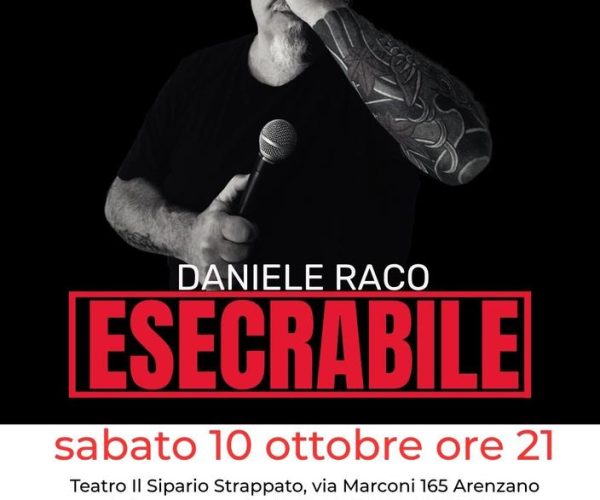 Ironia e provocazione ad Arenzano: sabato 10 ottobre Daniele Raco porta “Esecrabile” al Sipario Strappato