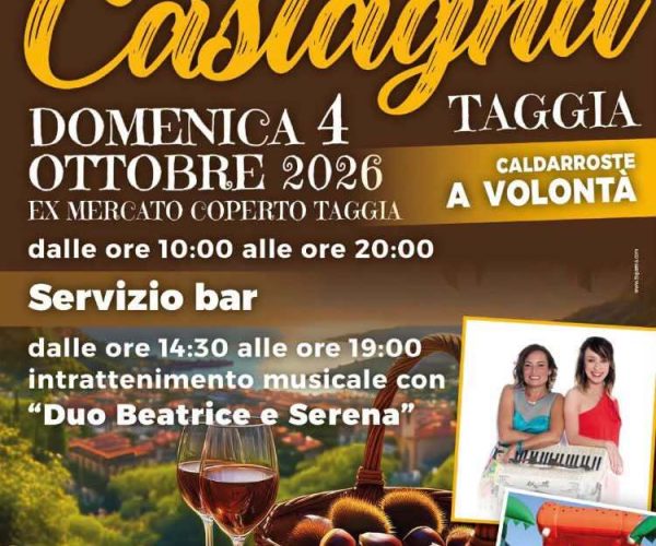 Domenica 4 ottobre Taggia celebra l’autunno con la 23ª Festa della Castagna